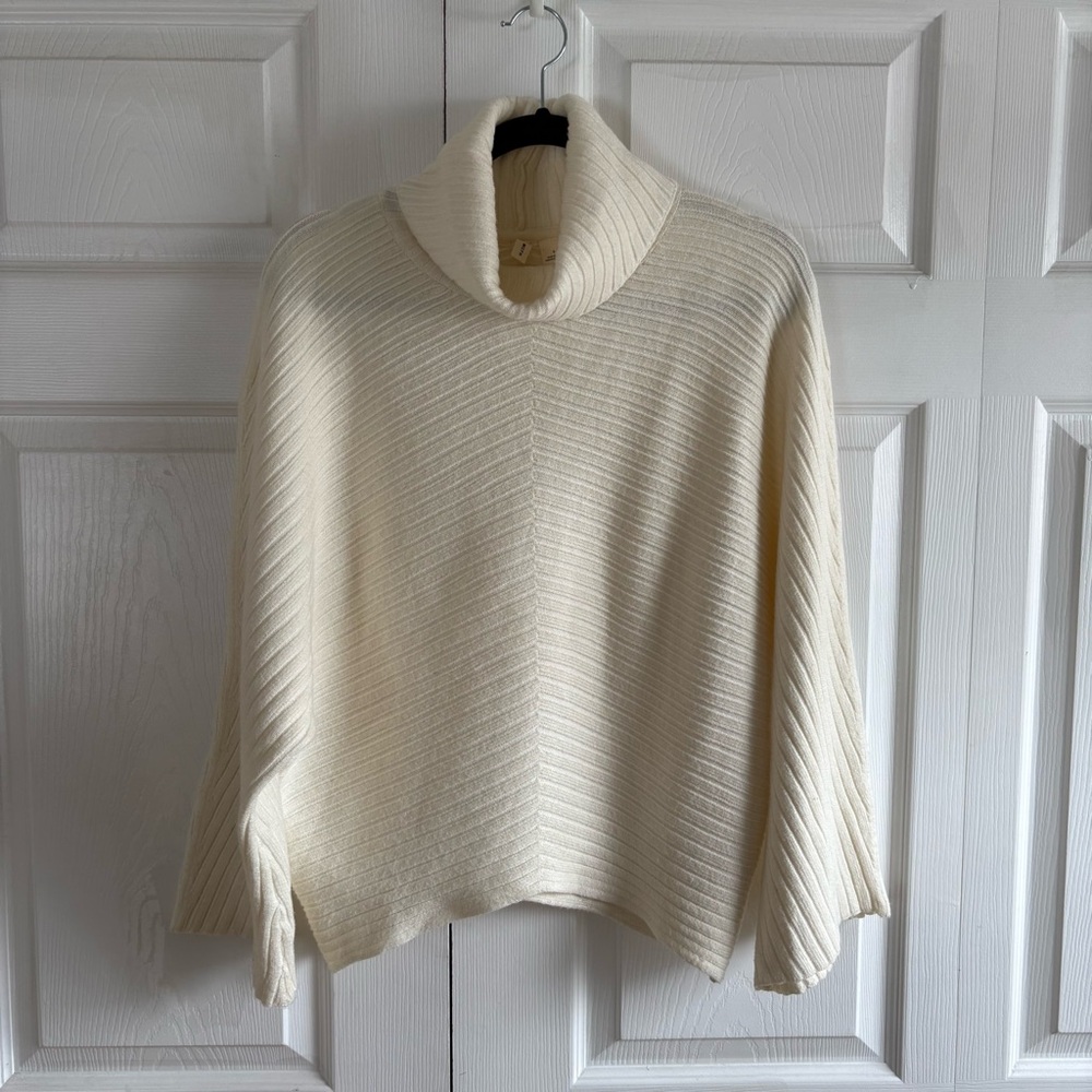 Anthropologie Moth Ivory Tisbury Turtleneck Sweater S Preppy Career Academia‎
